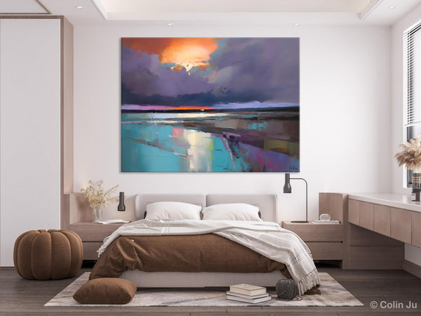 Original Landscape Oil Painting, Large Landscape Painting for Living Room, Bedroom Wall Art Ideas, Large Paintings for Dining Room-ArtWorkCrafts.com