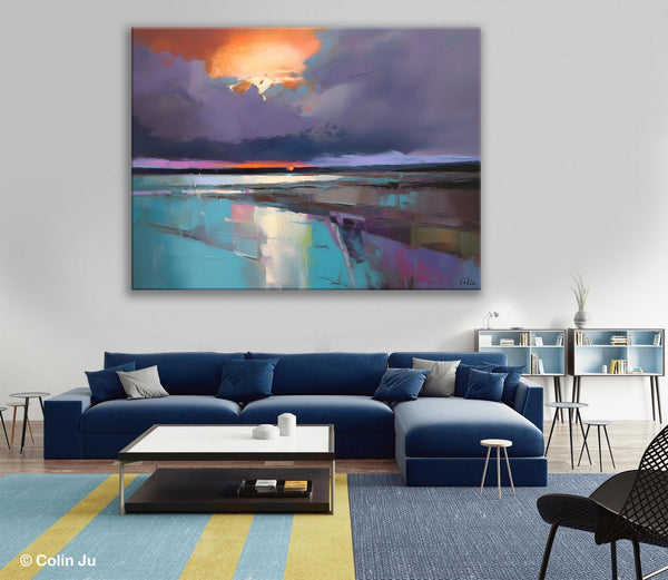 Original Landscape Oil Painting, Large Landscape Painting for Living Room, Bedroom Wall Art Ideas, Large Paintings for Dining Room-ArtWorkCrafts.com