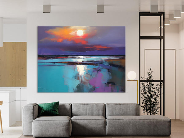 Original Landscape Abstract Painting, Simple Wall Art Ideas, Living Room Abstract Paintings, Large Landscape Canvas Paintings, Buy Art Online-ArtWorkCrafts.com