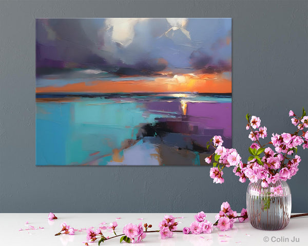 Living Room Abstract Paintings, Original Landscape Abstract Painting, Simple Wall Art Ideas, Extra Large Landscape Canvas Paintings, Buy Art Online-ArtWorkCrafts.com