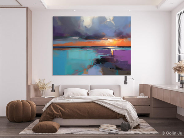Living Room Abstract Paintings, Original Landscape Abstract Painting, Simple Wall Art Ideas, Extra Large Landscape Canvas Paintings, Buy Art Online-ArtWorkCrafts.com