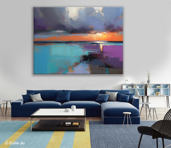 Living Room Abstract Paintings, Original Landscape Abstract Painting, Simple Wall Art Ideas, Extra Large Landscape Canvas Paintings, Buy Art Online-ArtWorkCrafts.com
