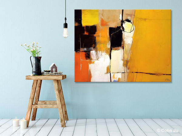 Simple Modern Paintings for Living Room, Original Abstract Paintings, Yellow Abstract Contemporary Art, Acrylic Painting on Canvas, Hand Painted Canvas Art