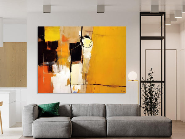 Simple Modern Paintings for Living Room, Original Abstract Paintings, Yellow Abstract Contemporary Art, Acrylic Painting on Canvas, Hand Painted Canvas Art