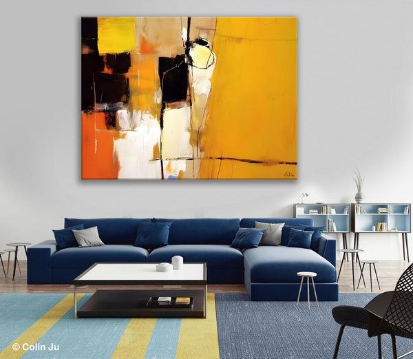 Simple Modern Paintings for Living Room, Original Abstract Paintings, Yellow Abstract Contemporary Art, Acrylic Painting on Canvas, Hand Painted Canvas Art