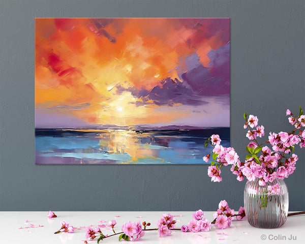 Original Landscape Oil Paintings, Sunrise Paintings, Large Contemporary Wall Art, Oil Painting on Canvas, Extra Large Paintings for Bedroom