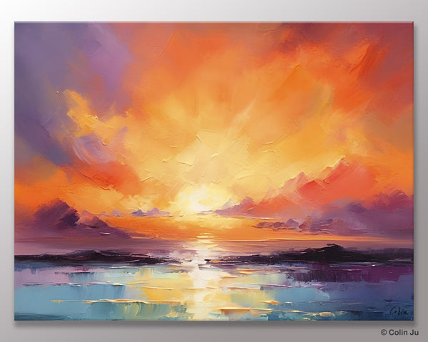 Large Art Painting for Living Room, Original Landscape Canvas Art, Oversized Landscape Wall Art Paintings, Contemporary Acrylic Painting on Canvas-ArtWorkCrafts.com