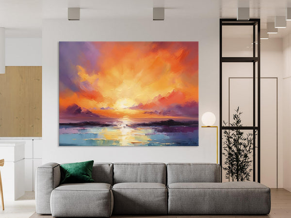 Large Art Painting for Living Room, Original Landscape Canvas Art, Oversized Landscape Wall Art Paintings, Contemporary Acrylic Painting on Canvas-ArtWorkCrafts.com