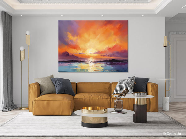 Large Art Painting for Living Room, Original Landscape Canvas Art, Oversized Landscape Wall Art Paintings, Contemporary Acrylic Painting on Canvas-ArtWorkCrafts.com