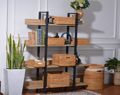 Storage Basket for Shelves, Woven Storage Basket for Toys, Rattan Storage Basket for Clothes, Large Rectangular Storage Basket, Storage Baskets for Bedroom-ArtWorkCrafts.com