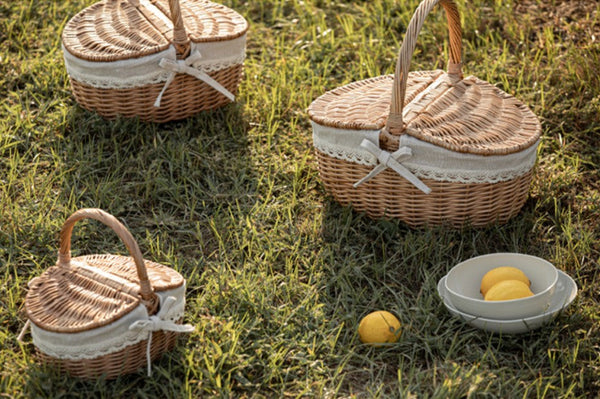 Picnic Storage Basket with Handle, Extra Large Kitchen Storage Baskets, Natural Hand-woven Wicker Storage Basket, Lovely Willow Weaving Baskets for Vegetable, Natural Fruit Storage Baskets-ArtWorkCrafts.com