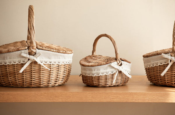 Picnic Storage Basket with Handle, Extra Large Kitchen Storage Baskets, Natural Hand-woven Wicker Storage Basket, Lovely Willow Weaving Baskets for Vegetable, Natural Fruit Storage Baskets-ArtWorkCrafts.com