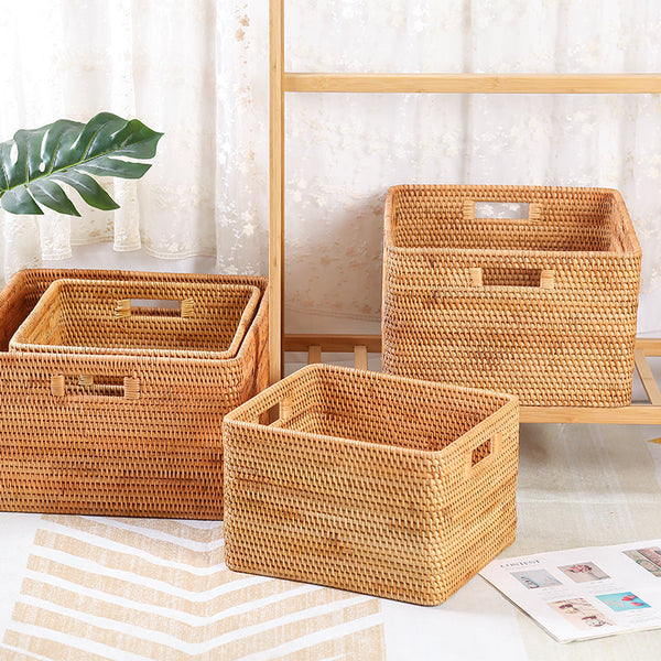 Extra Large Woven Baskets for Living Room, Storage Baskets for Clothes, Storage Baskets for Kitchen, Rectangular Storage Basket for Bedroom, Storage Baskets for Shelves-ArtWorkCrafts.com