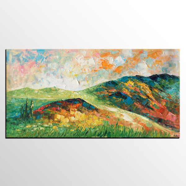 Mountain Landscape Painting, Landscape Painting, Custom Abstract Oil Painting, Bedroom Wall Art