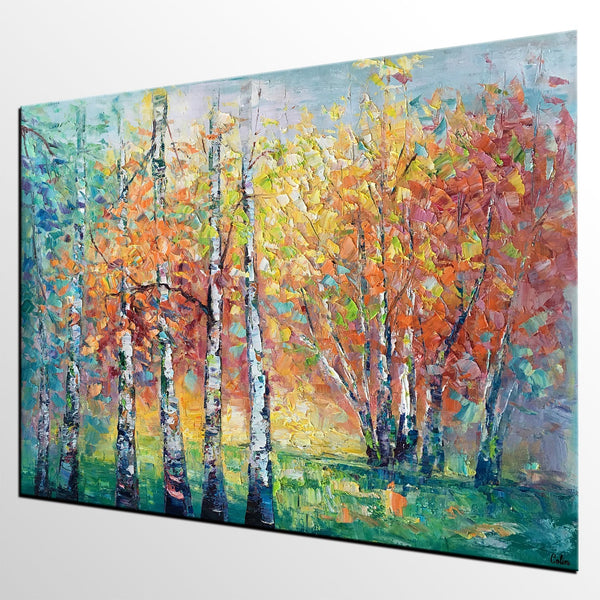 Landscape Canvas Painting, Autumn Tree Paintings, Abstract Landscape Paintings, Custom Original Canvas Painting