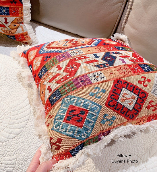 Oriental Throw Pillow for Couch, Bohemian Decorative Sofa Pillows for Bedroom, Geometric Decorative Throw Pillows for Living Room-ArtWorkCrafts.com