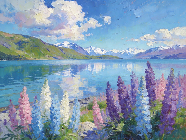 Heavy Texture Oil Paintings, New Zealand's Lake and Mountain Magic, Landscape Canvas Paintings, Small Landscape Paintings on Canvas, Hand Painted Canvas Art, Original Oil Paintings-ArtWorkCrafts.com