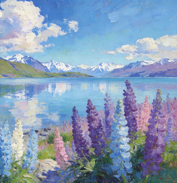 Heavy Texture Oil Paintings, New Zealand's Lake and Mountain Magic, Landscape Canvas Paintings, Small Landscape Paintings on Canvas, Hand Painted Canvas Art, Original Oil Paintings-ArtWorkCrafts.com