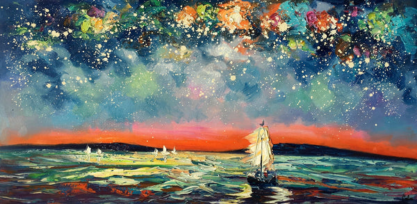 Large Canvas Art, Canvas Oil Painting, Starry Night Sky Painting, Custom Abstract Painting-ArtWorkCrafts.com