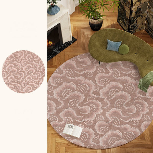 Contemporary Modern Rugs, Mid Century Round Modern Rugs under Chairs, Bedroom Abstract Modern Area Rugs, Geometric Round Rugs for Dining Room-ArtWorkCrafts.com