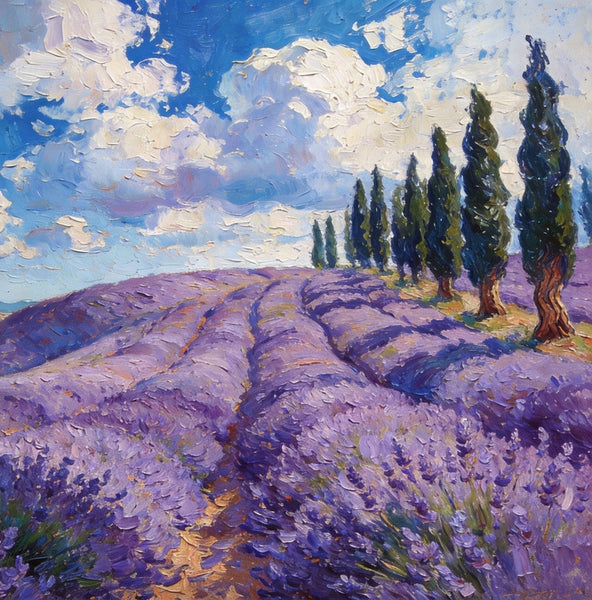 Picturesque Provence Lavender Fields, Canvas Wall Art Paintings, Hand Painted Canvas Art, Landscape Canvas Paintings, Original Oil Paintings, Small Oil Paintings-ArtWorkCrafts.com