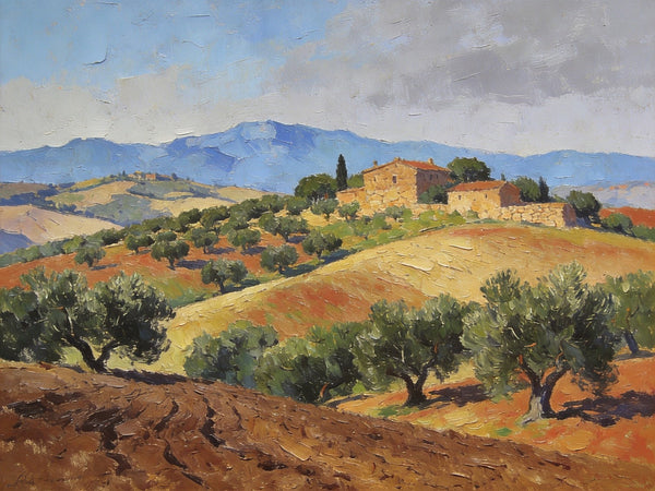 Canvas Wall Art Paintings, Tuscan Hillside Serenity, Hand Painted Canvas Art, Landscape Canvas Paintings, Original Oil Paintings, Small Oil Paintings-ArtWorkCrafts.com