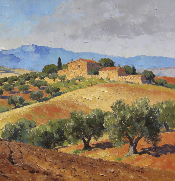 Canvas Wall Art Paintings, Tuscan Hillside Serenity, Hand Painted Canvas Art, Landscape Canvas Paintings, Original Oil Paintings, Small Oil Paintings-ArtWorkCrafts.com