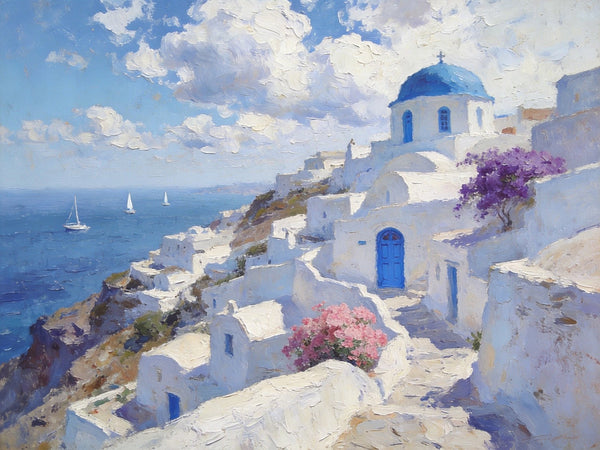 Hand Painted Canvas Art, Aegean Whispers of the Sea, Landscape Art Paintings, Small Oil Paintings, Landscape Canvas Paintings, Original Canvas Paintings-ArtWorkCrafts.com