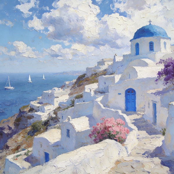 Hand Painted Canvas Art, Aegean Whispers of the Sea, Landscape Art Paintings, Small Oil Paintings, Landscape Canvas Paintings, Original Canvas Paintings-ArtWorkCrafts.com