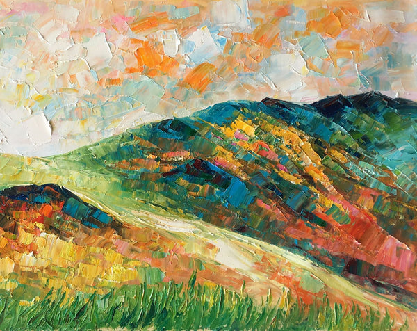Mountain Landscape Painting, Landscape Painting, Custom Abstract Oil Painting, Bedroom Wall Art
