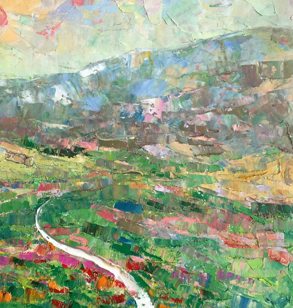 Mountain Landscape Painting, Palette Knife Paintings, Custom Wall Art Painting on Canvas, Spring Mountain Painting