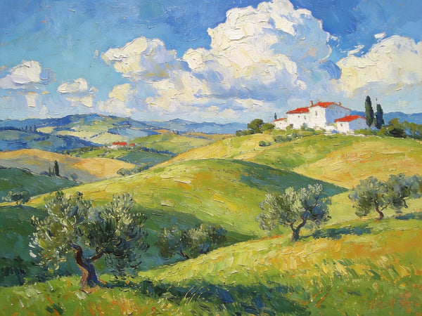 Picturesque Tuscan Hillside, Canvas Wall Art Paintings, Hand Painted Canvas Art, Small Oil Paintings, Landscape Canvas Paintings, Original Oil Paintings-ArtWorkCrafts.com