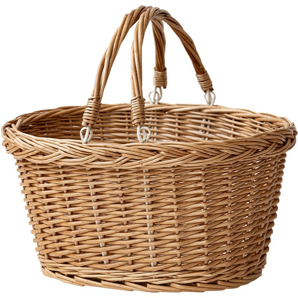 Kitchen Storage Baskets, Small Picnic Food Basket with Handle, Natural Hand-woven Wicker Storage Basket, Willow Weaving Baskets for Vegetable, Natural Fruit Basket-ArtWorkCrafts.com