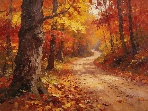 Landscape Canvas Paintings, Autumn Forest Path, Small Paintings on Canvas, Original Landscape Paintings, Hand Painted Canvas Art-ArtWorkCrafts.com