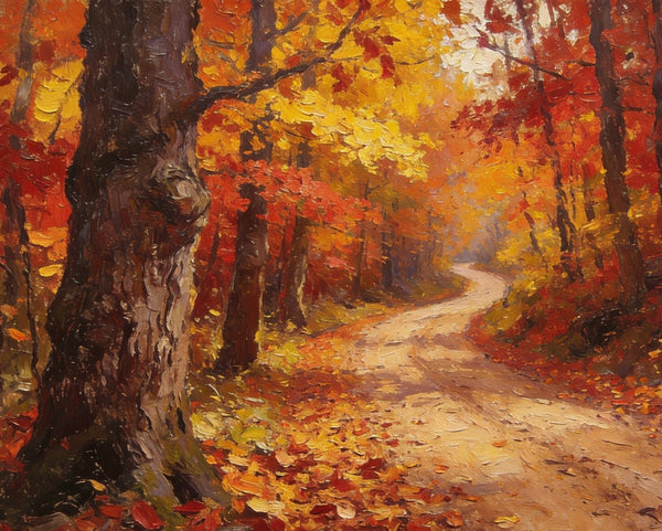 Landscape Canvas Paintings, Autumn Forest Path, Small Paintings on Canvas, Original Landscape Paintings, Hand Painted Canvas Art-ArtWorkCrafts.com