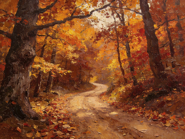 Landscape Canvas Paintings, Charming Autumn Forest Path, Canvas Wall Art Paintings, Hand Painted Canvas Art, Original Oil Paintings, Buy Small Canvas Paintings-ArtWorkCrafts.com