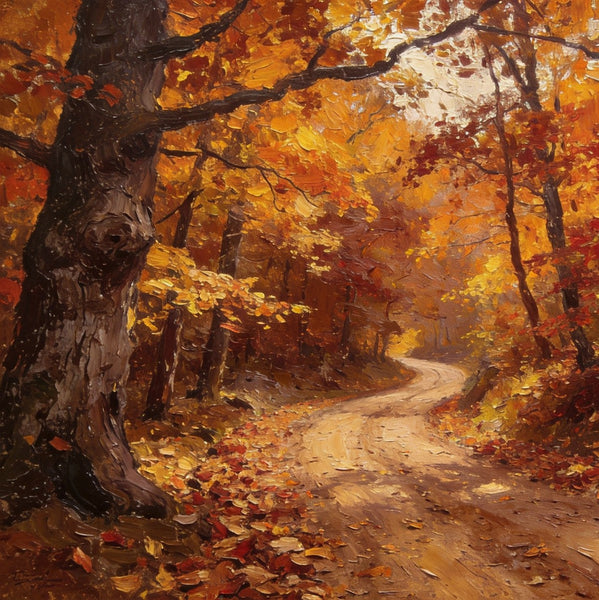 Landscape Canvas Paintings, Charming Autumn Forest Path, Canvas Wall Art Paintings, Hand Painted Canvas Art, Original Oil Paintings, Buy Small Canvas Paintings-ArtWorkCrafts.com