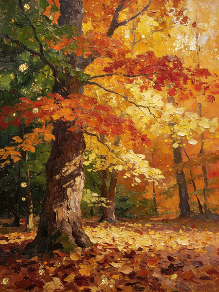 Enchanting Autumn Forest, Hand Painted Canvas Wall Art, Heavy Texture Artwork, Original Wall Art Paintings, Small Oil Paintings-ArtWorkCrafts.com