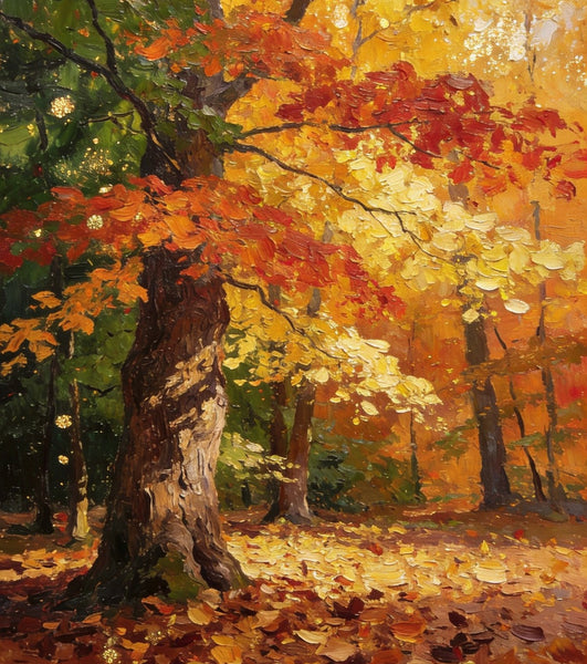 Enchanting Autumn Forest, Hand Painted Canvas Wall Art, Heavy Texture Artwork, Original Wall Art Paintings, Small Oil Paintings-ArtWorkCrafts.com