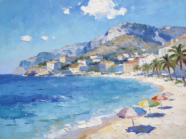 Landscape Paintings for Living Room, Ocean View Beach, Hand Painted Canvas Art, Small Canvas Paintings, Landscape Wall Art Paintings, Original Oil Paintings-ArtWorkCrafts.com