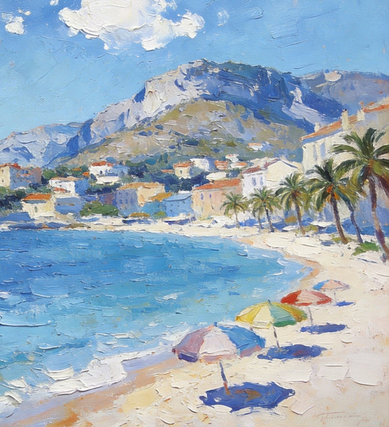 Landscape Paintings for Living Room, Ocean View Beach, Hand Painted Canvas Art, Small Canvas Paintings, Landscape Wall Art Paintings, Original Oil Paintings-ArtWorkCrafts.com