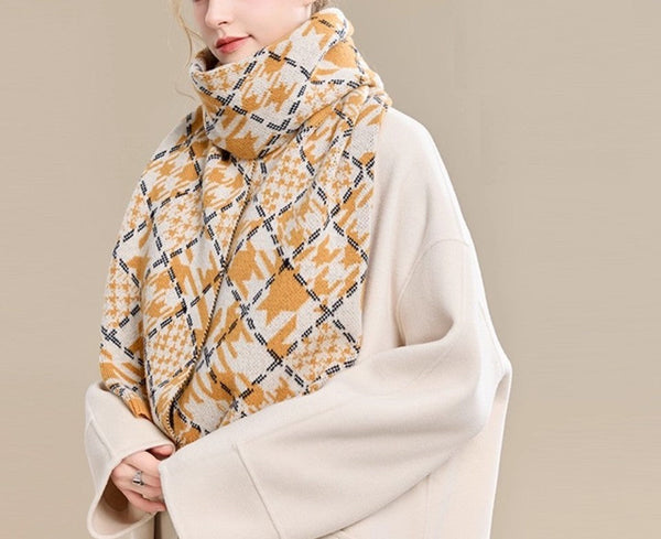 Holiday Scarf, Winter Wool Scarf, Warm Winter Scarf, Soft Cashmere Scarf for Women, Elegant Wool Scarves, Christmas Gifts for Her, Cold Weather Scarf, Fashion Scarf-ArtWorkCrafts.com
