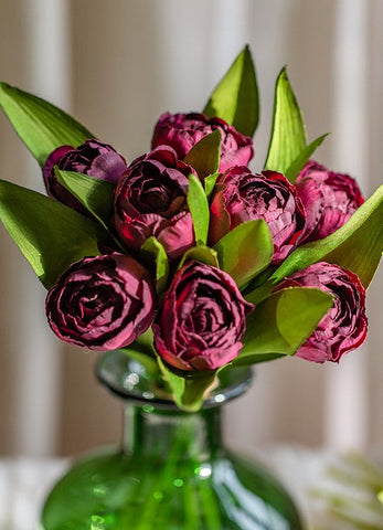 Purple Tulip Flowers, Bedroom Flower Arrangement Ideas, Spring Artificial Floral for Dining Room Table, Simple Modern Floral Arrangement Ideas for Home Decoration-ArtWorkCrafts.com