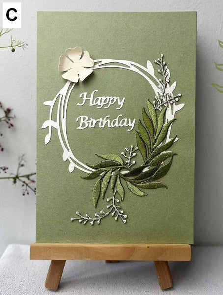 Beautiful Greeting Cards to Friends, Embroidery Greeting Cards, Creative Birthday Greeting Card, Original Handmade Embroidery Greeting Cards-ArtWorkCrafts.com