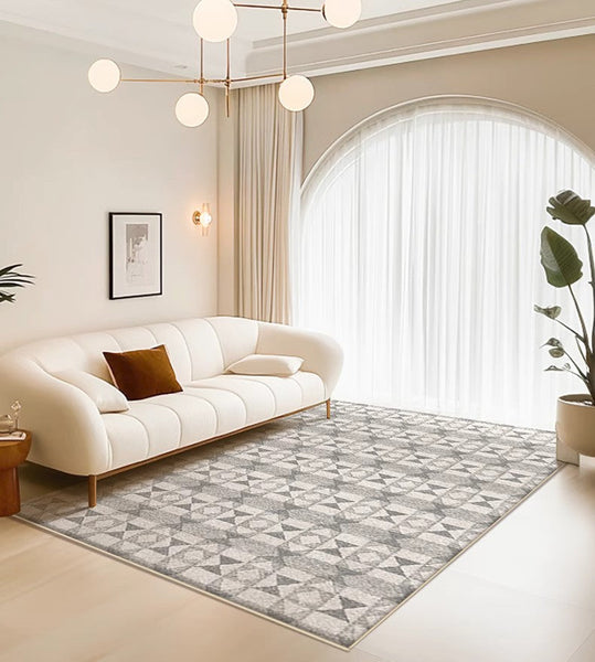 Large Gray Floor Rugs for Living Room, Dining Room Floor Rug, Modern Floor Rugs for Bedroom, Extra Large Geometric Modern Rugs for Office-ArtWorkCrafts.com