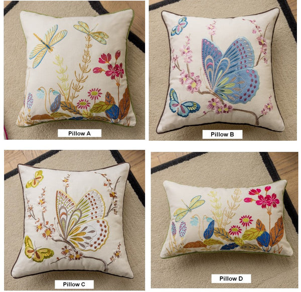 Decorative Throw Pillows for Living Room, Decorative Sofa Pillows, Butterfly Dragonfly Cotton and linen Pillow Cover, Modern Decorative Pillows for Couch-ArtWorkCrafts.com