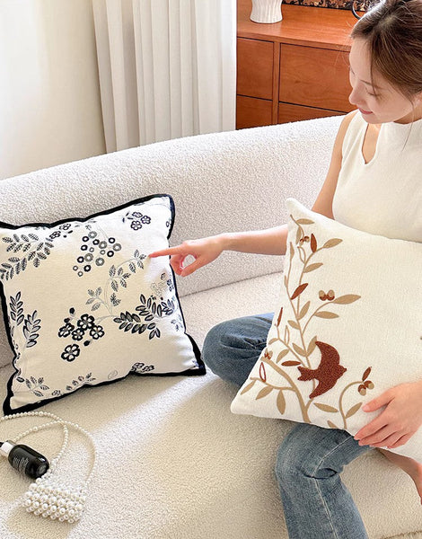 Decorative Pillows for Couch, Square Decorative Pillow Covers, Farmhouse Decorative Pillows for Sofa, Spring Swallow Decorative Pillows for Bedroom-ArtWorkCrafts.com