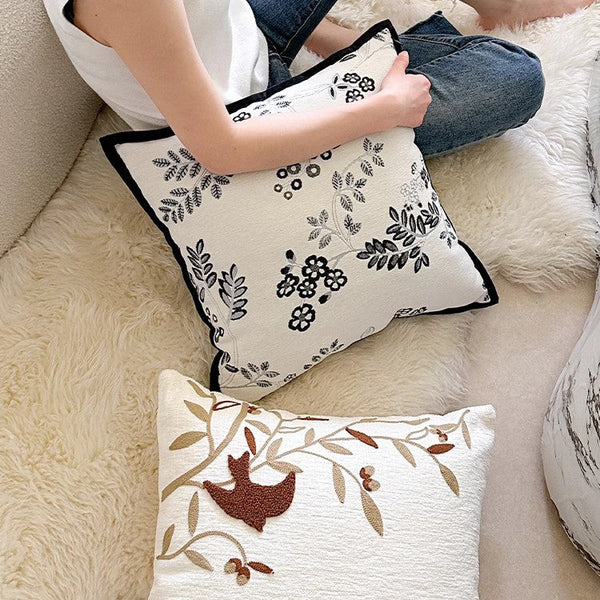 Decorative Pillows for Couch, Square Decorative Pillow Covers, Farmhouse Decorative Pillows for Sofa, Spring Swallow Decorative Pillows for Bedroom-ArtWorkCrafts.com