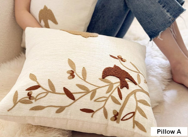 Decorative Pillows for Couch, Square Decorative Pillow Covers, Farmhouse Decorative Pillows for Sofa, Spring Swallow Decorative Pillows for Bedroom-ArtWorkCrafts.com