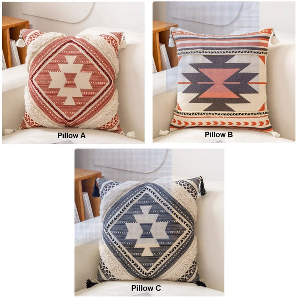 Geometric Modern Pillow Covers, Square Pillows for Couch, Oriental Decorative Throw Pillows for Living Room, Bohemian Decorative Sofa Pillows-ArtWorkCrafts.com